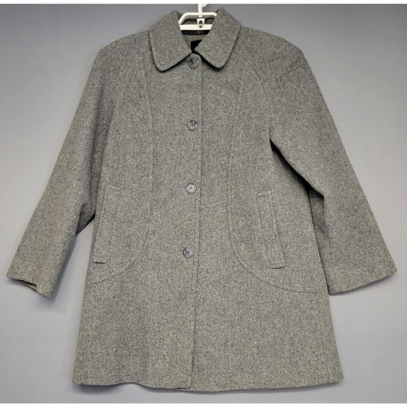 East 5th Coat Womens Medium Gray Wool Blend Walker Lined Button Front Pockets - Picture 1 of 14
